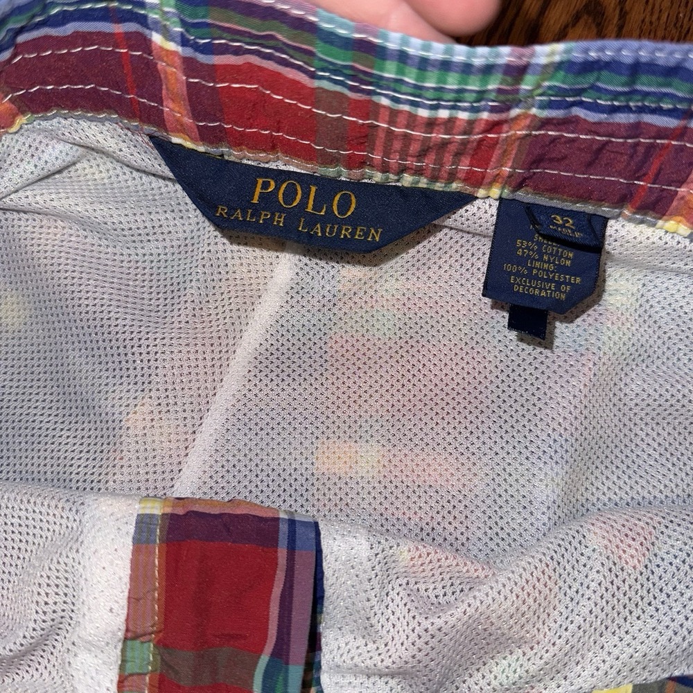 Polo Ralph Lauren Board Shorts US Navy Ships Sailors Men 32 Plaid Lined Nautical - Picture 3 of 6
